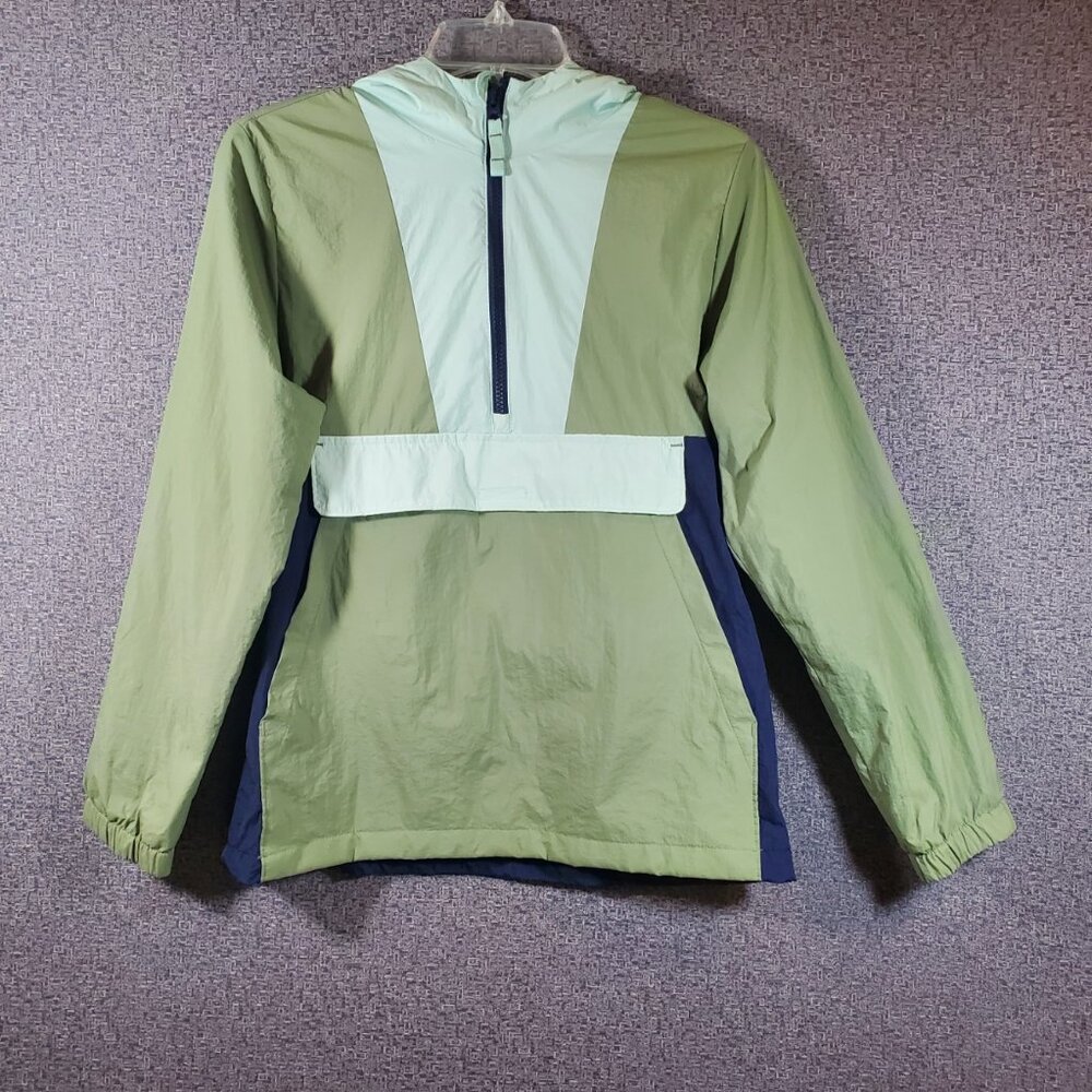 Cat & Jack Pullover Packable Windbreaker Size 14 Color Block Green/Blue/Lt Green